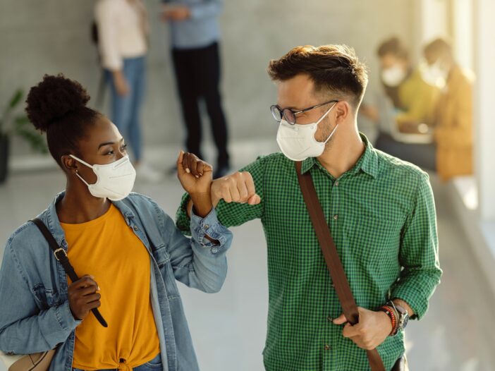 friends wearing masks