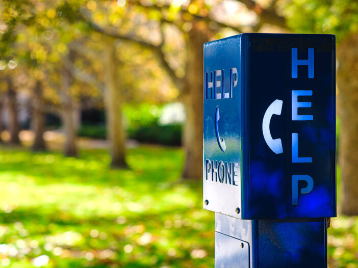 Blue light emergency telephone box